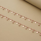 Lovely Heart Charm Rose Gold Polish Silver Anklet