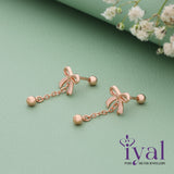 Bow Chain Silver Earring