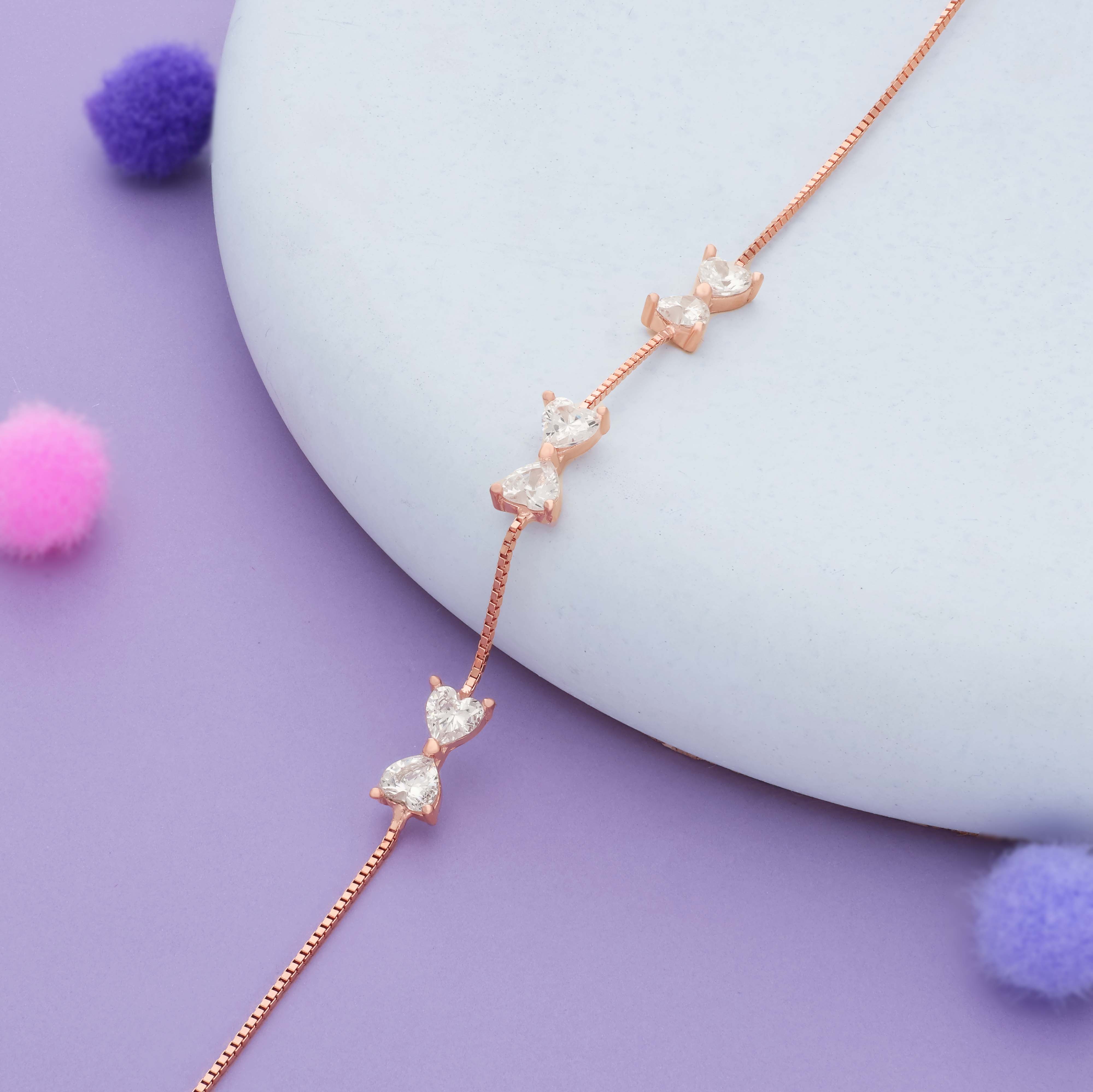 Modern Rose Gold Polish 925 Silver Bracelet