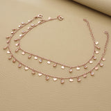 Lovely Heart Charm Rose Gold Polish Silver Anklet