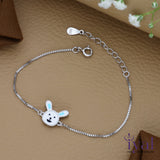 Cute Rabbit Cartoon Minimal 925 Silver Bracelet(1-6Yrs)