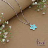 Blue Flower 925 Silver Kids Chain Pendent(3+ Years)