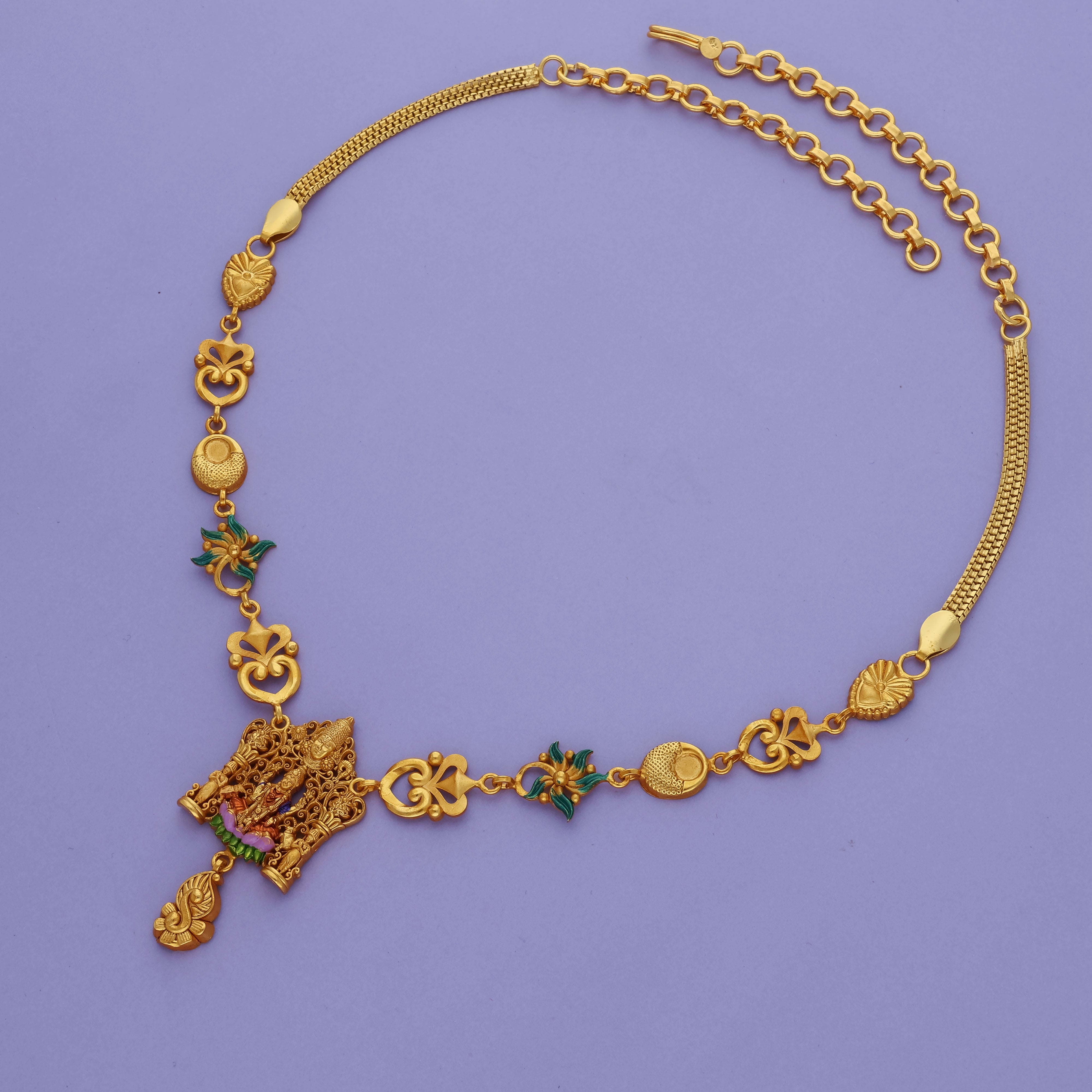 Padmahara Devi 925 Silver Gold Polish Necklace