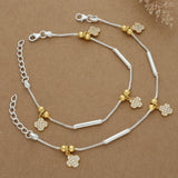 Golden Geomentry Charm Silver Kid Anklet(Pair)