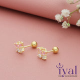 Cute Pinky Butterfly Gold Polish Silver Stud (5+ Yrs)