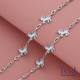 Vivid Unicorn Silver Anklet for Kids(5+ Years)