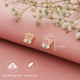 Cute Pinky Butterfly Gold Polish Silver Stud (5+ Yrs)
