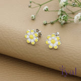Yellow Flower Silver Stud