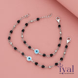 Oxidized Evil Eye Nazariya Silver Anklet for baby(0 - 6months)