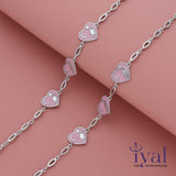 Rosy Silver Anklet for Kids(5+ Years)