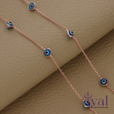 Appealing Evil Eye Charm Rose Gold Polish Silver Anklet