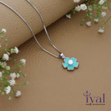 Flower with Pearl 925 Silver Kids Chain Pendent(3+ Yrs)