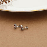 Floral  red stone Stud for Women