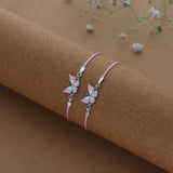 Pink Butterfly Thread 925 Silver Anklet for Kids(6months - 3Years)