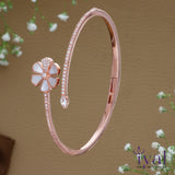 Open flower Rose Gold Polish 925 Silver Kada