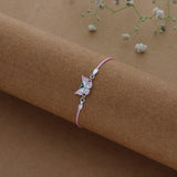 Pink Butterfly Thread 925 Silver Anklet for Kids(6months - 3Years)