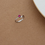 Fascinating Pink Studded Silver Ring
