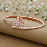 Open flower Rose Gold Polish 925 Silver Kada