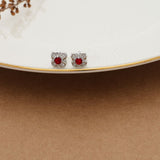 Floral  red stone Stud for Women