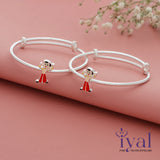 Choto Beam Adjustable Silver Kid Bangle for Boys(0 - 5Yr)