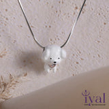 Cute White Puppy Silver Kids Pendent