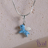 Cute Blue Unicorn Silver Kids Pendent