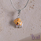 Yellow Cute Puppy Silver Kids Pendent