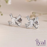 Zircon Bow Silver Stud for Kids