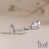 Sparkling Heart Zircon Silver Stud for Kids