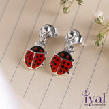 Splendid Lady Bug Drop Silver Earrings for Kids