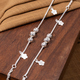 Cute Flower Charm Silver Anklet