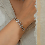 Sparkling Zircon Circle Silver Bracelet