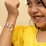 Purple Heart Charm Silver bangle for Kids(Pair)