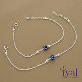 Cute Evil Eye Silver Anklet for Kids (5 to 7 yrs)