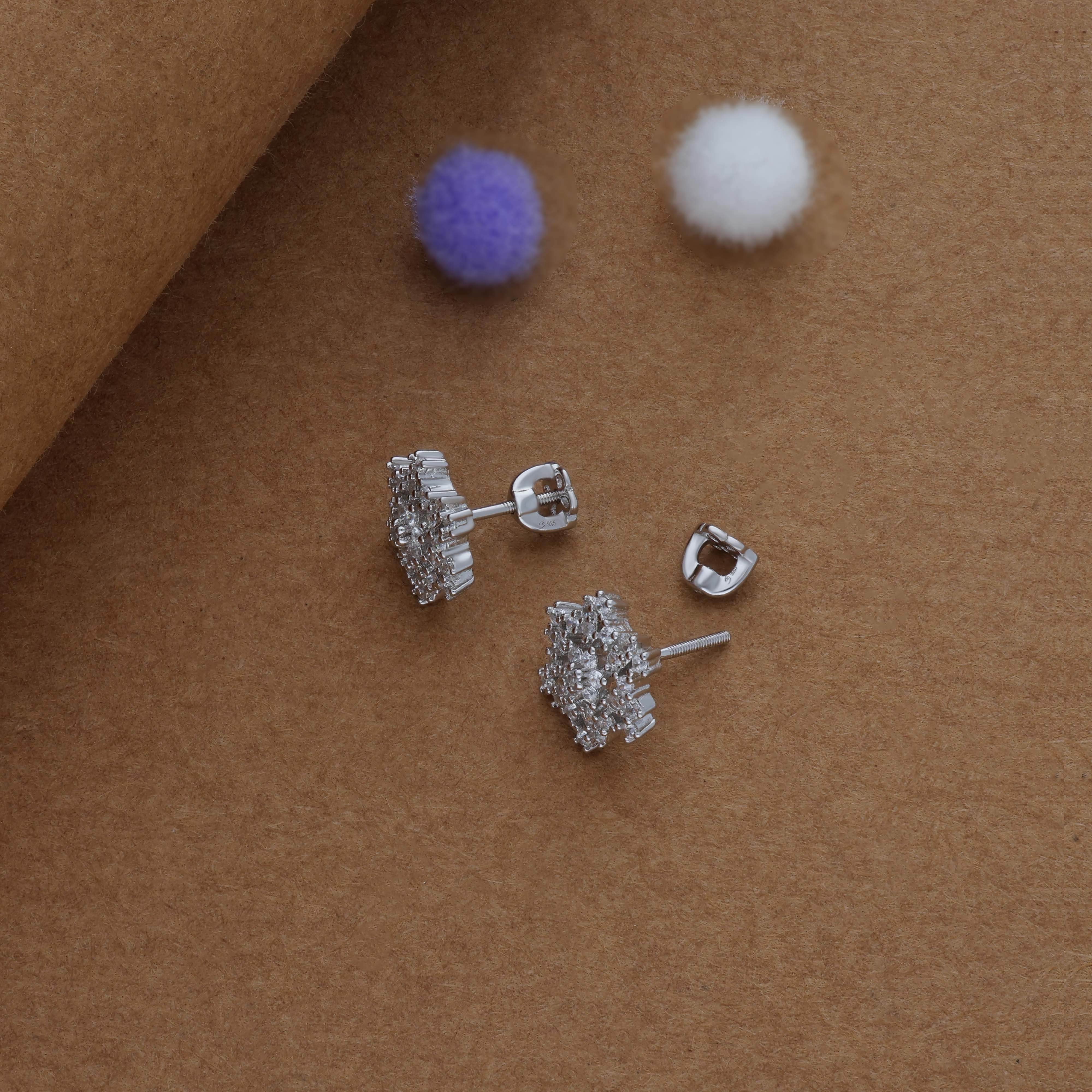 Frosted Star 925 Silver Stud Earring