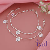 Butterfly Charm Silver Anklet for Kids(5 - 10Years)
