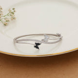 Black And White Silver Butterfly Kada For Women