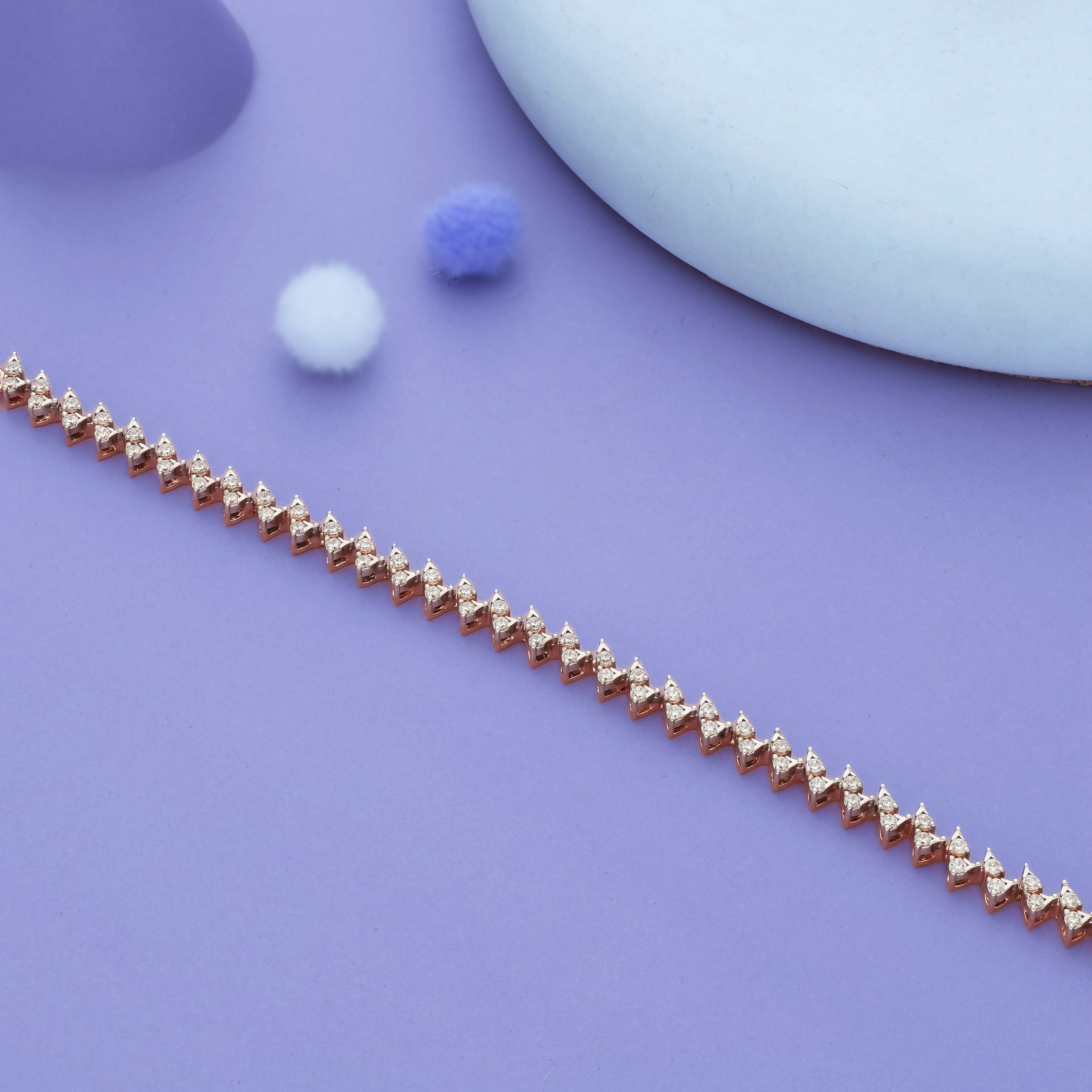 Twinkling Triangle Rose Gold Polish 925 Silver Minimal Bracelet