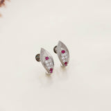 Gleaming Silver Pink Stoned Earring For Women & Teen