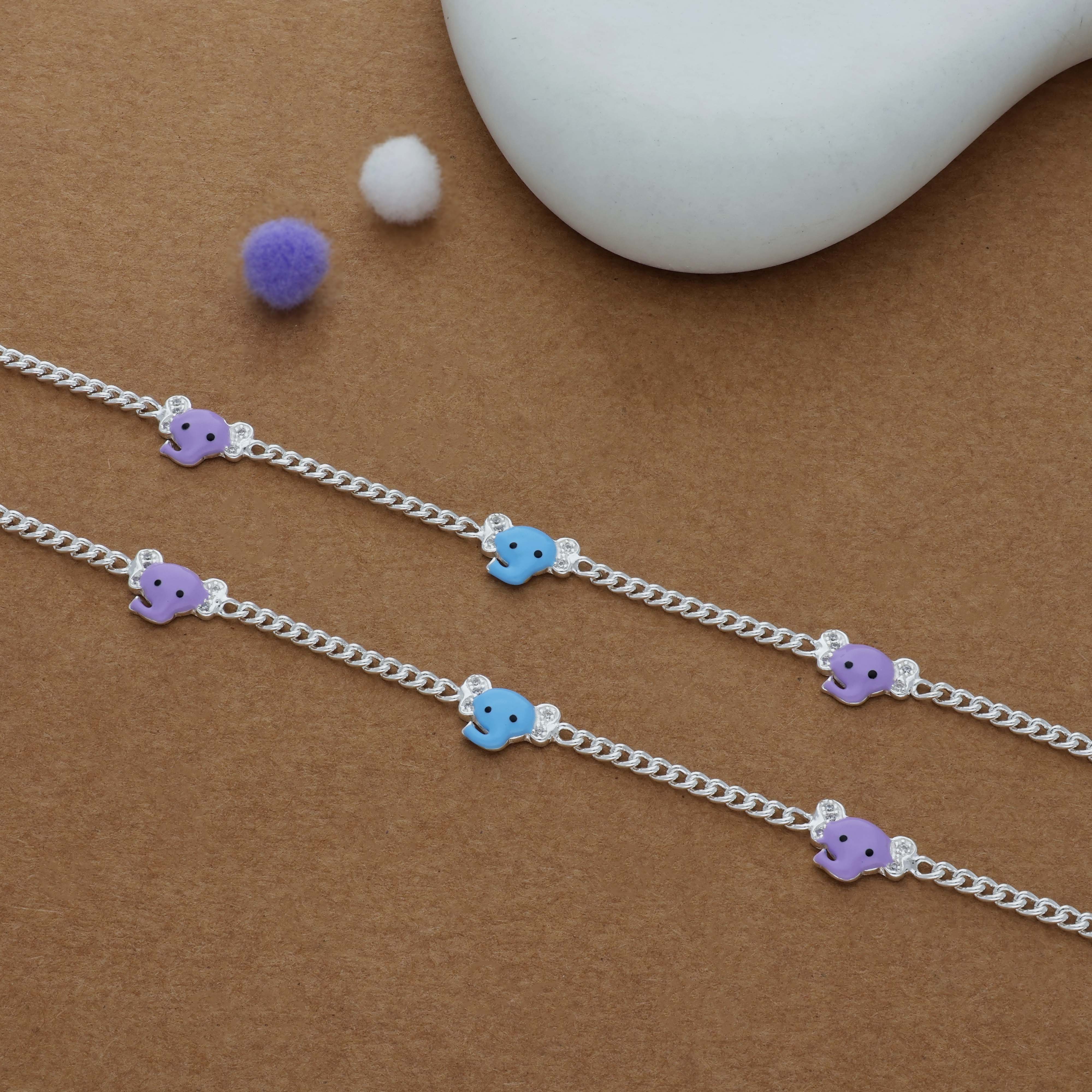 Adorable Elephant Charm 925 Silver Kid Anklet (4-6 Yrs)