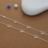 Colorful Heart Charm 925 Silver Kid Anklet (3-5 Yrs)
