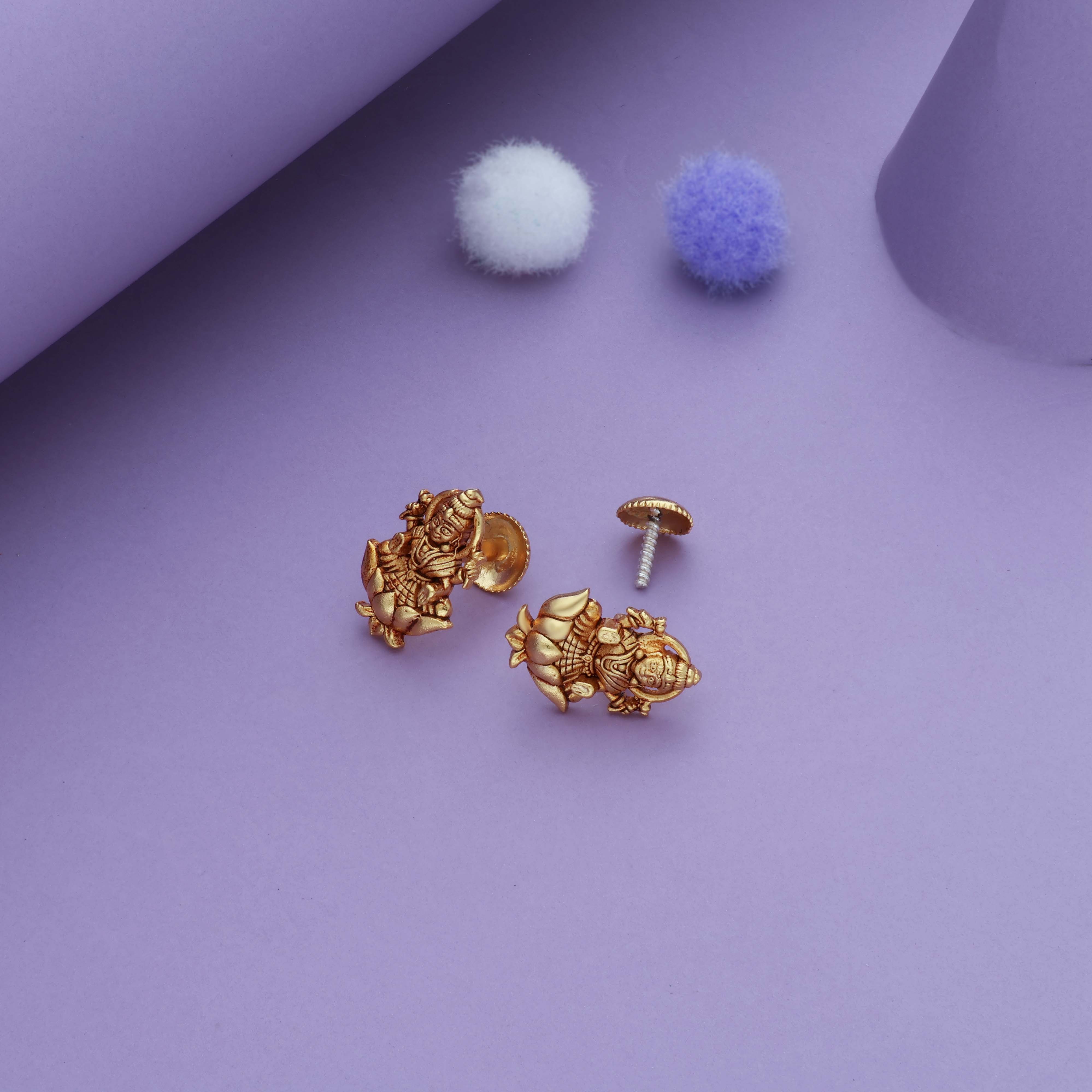 Divini Mahalakshmi Gold Polish 925 Silver Kid Earring