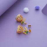 Dual Peacock Gold Polish 925 Silver Traditional Women Earring