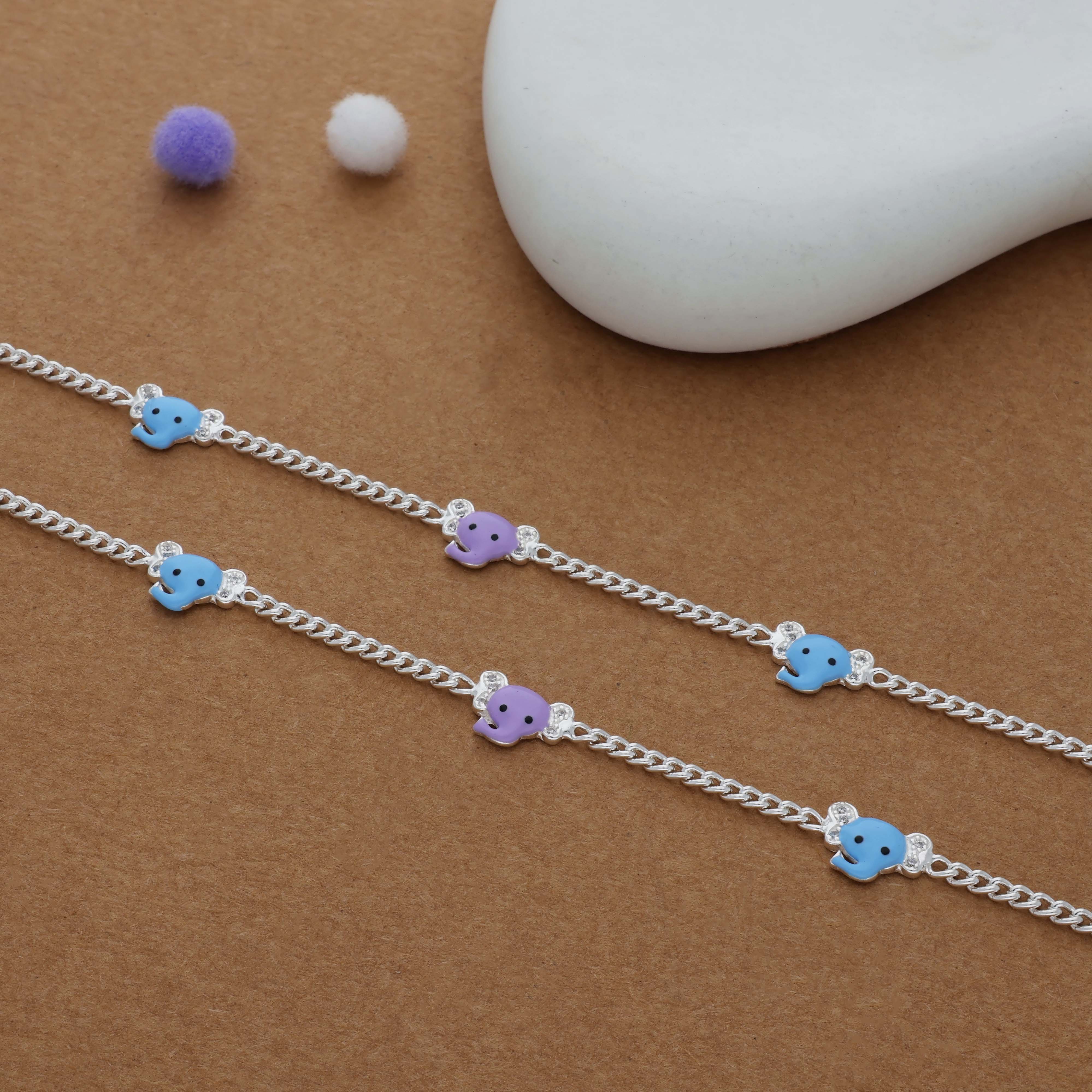 Elephant Charm 925 Silver Kid Anklet (4-6 Yrs)