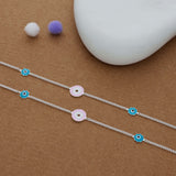 Evil Eye Flower Charm 925 Silver Kids Anklet (4-6 Yrs)