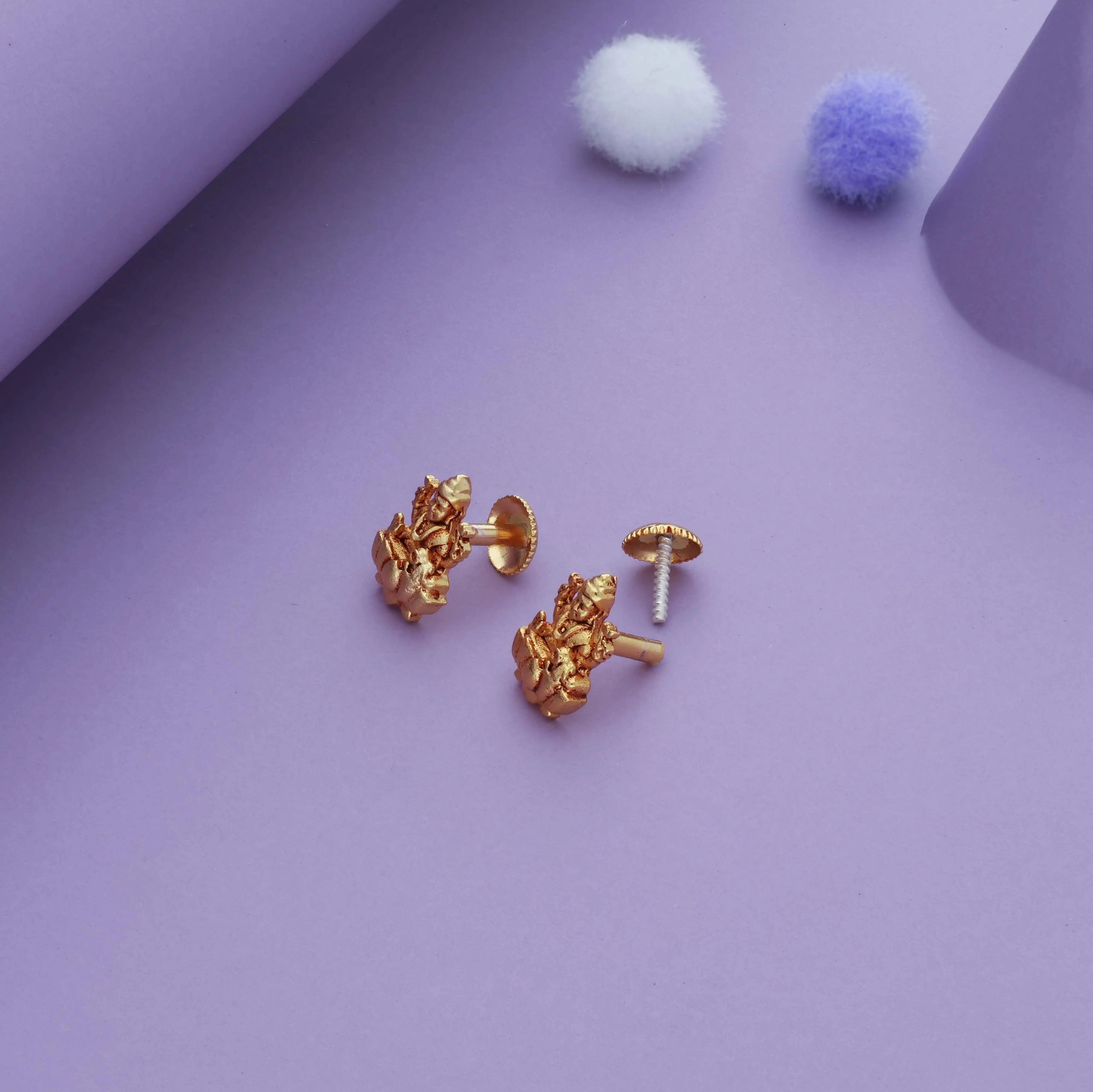 Lakshmi Devi Gold Polish 925 Silver Kid Earring