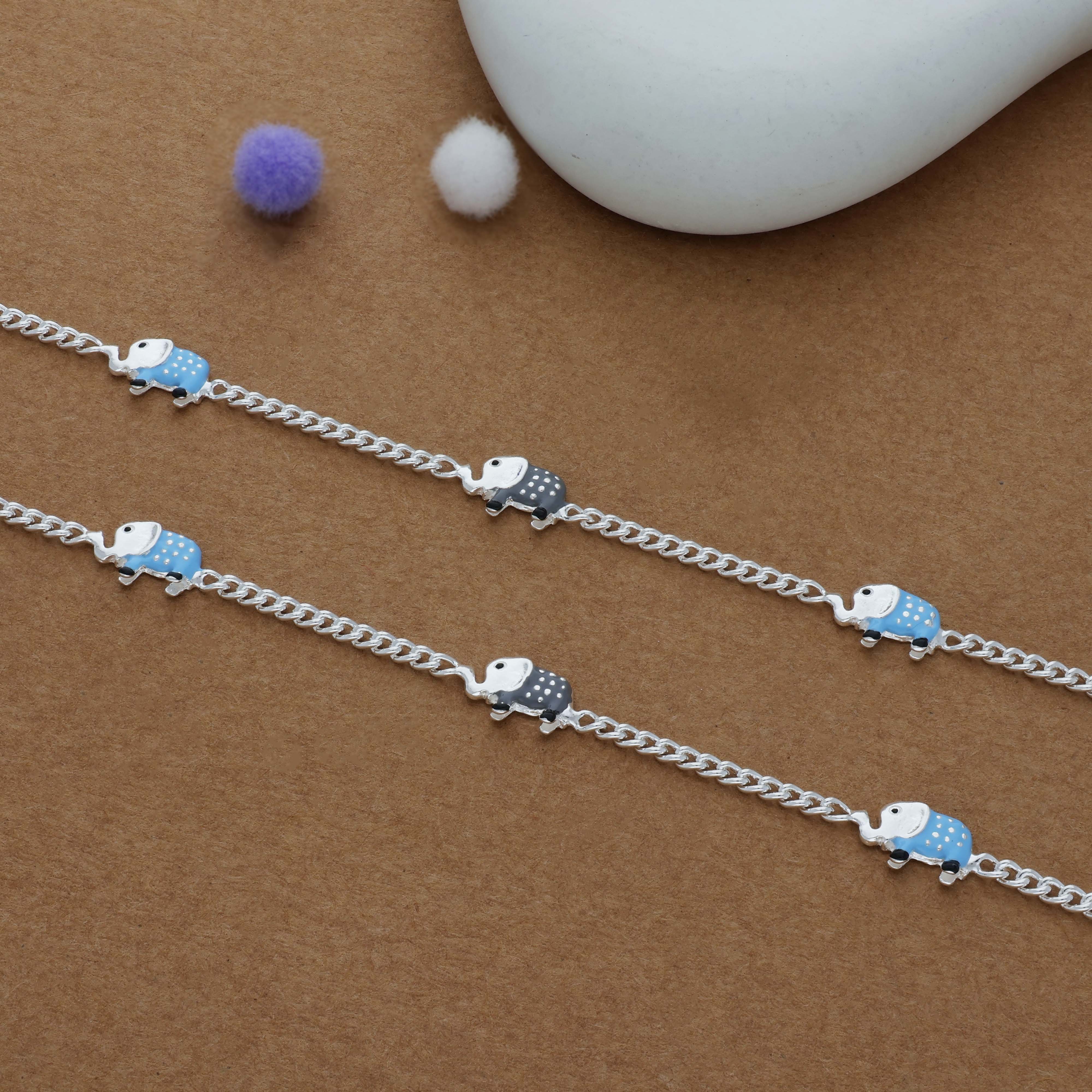 Little Elephant Charm 925 Silver Kid Anklet (4-6 Yrs)
