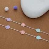 Pastel Daisy Charm 925 Silver Kids Anklet (3-5 Yrs)