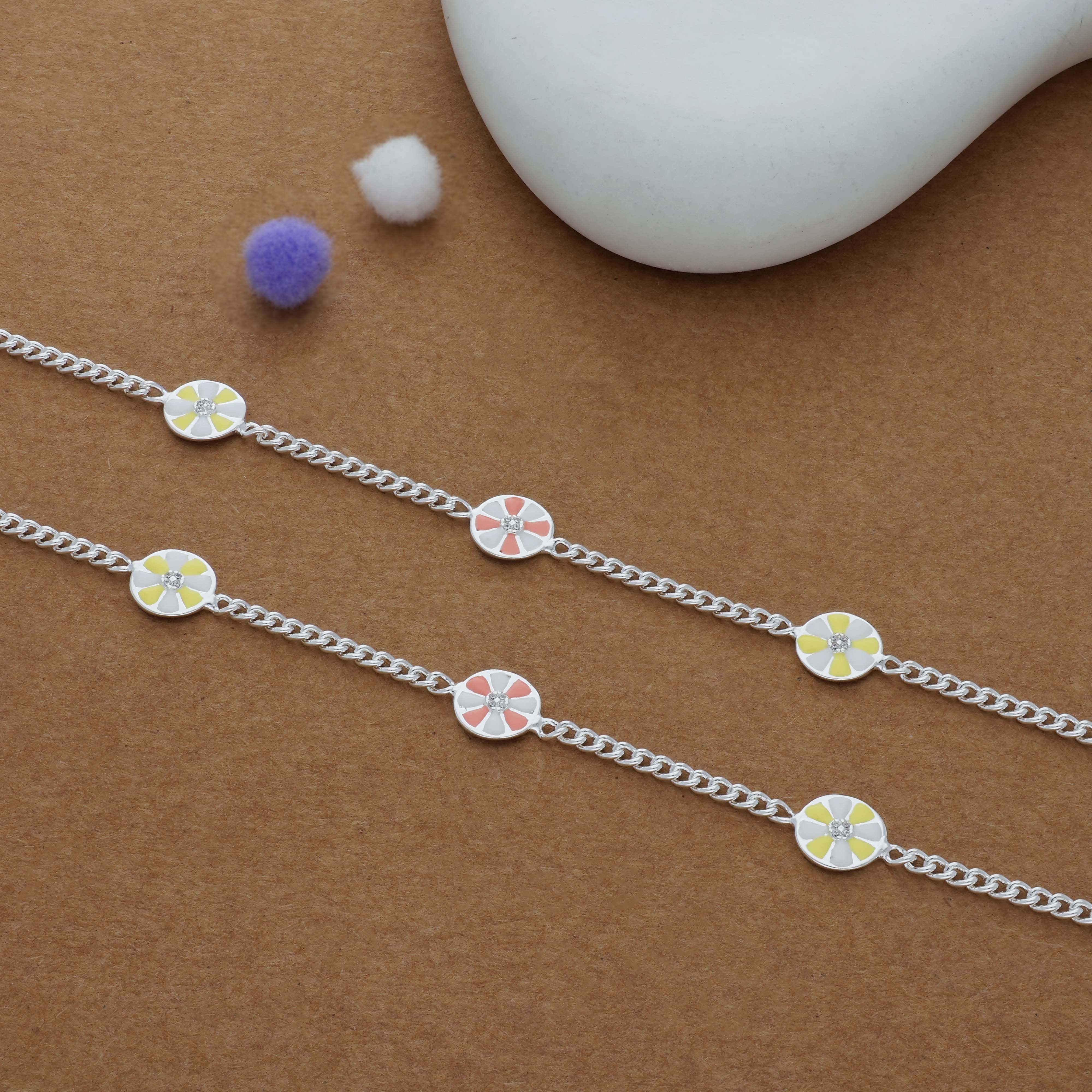 Sunny Bloom 925 Silver Kid Anklet (4-6 Yrs)