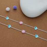 Teddy & Butterfly Charm 925 Silver Kids Anklet (3-5 Yrs)